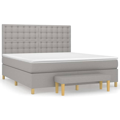 Boxspringbett mit Matratze Hellgrau 160x200 cm Stoff