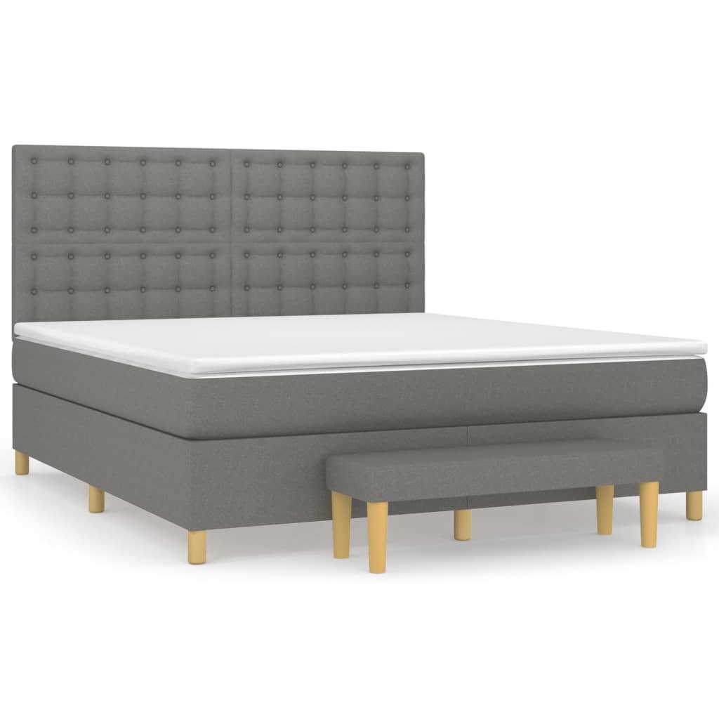 Boxspringbett mit Matratze Dunkelgrau 160x200 cm Stoff