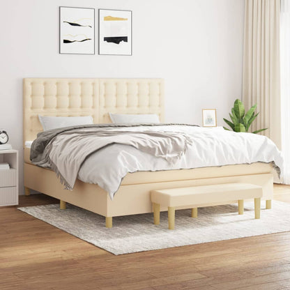 Boxspringbett mit Matratze Creme 160x200 cm Stoff