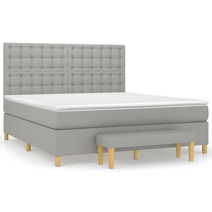 Boxspringbett mit Matratze Hellgrau 180x200 cm Stoff