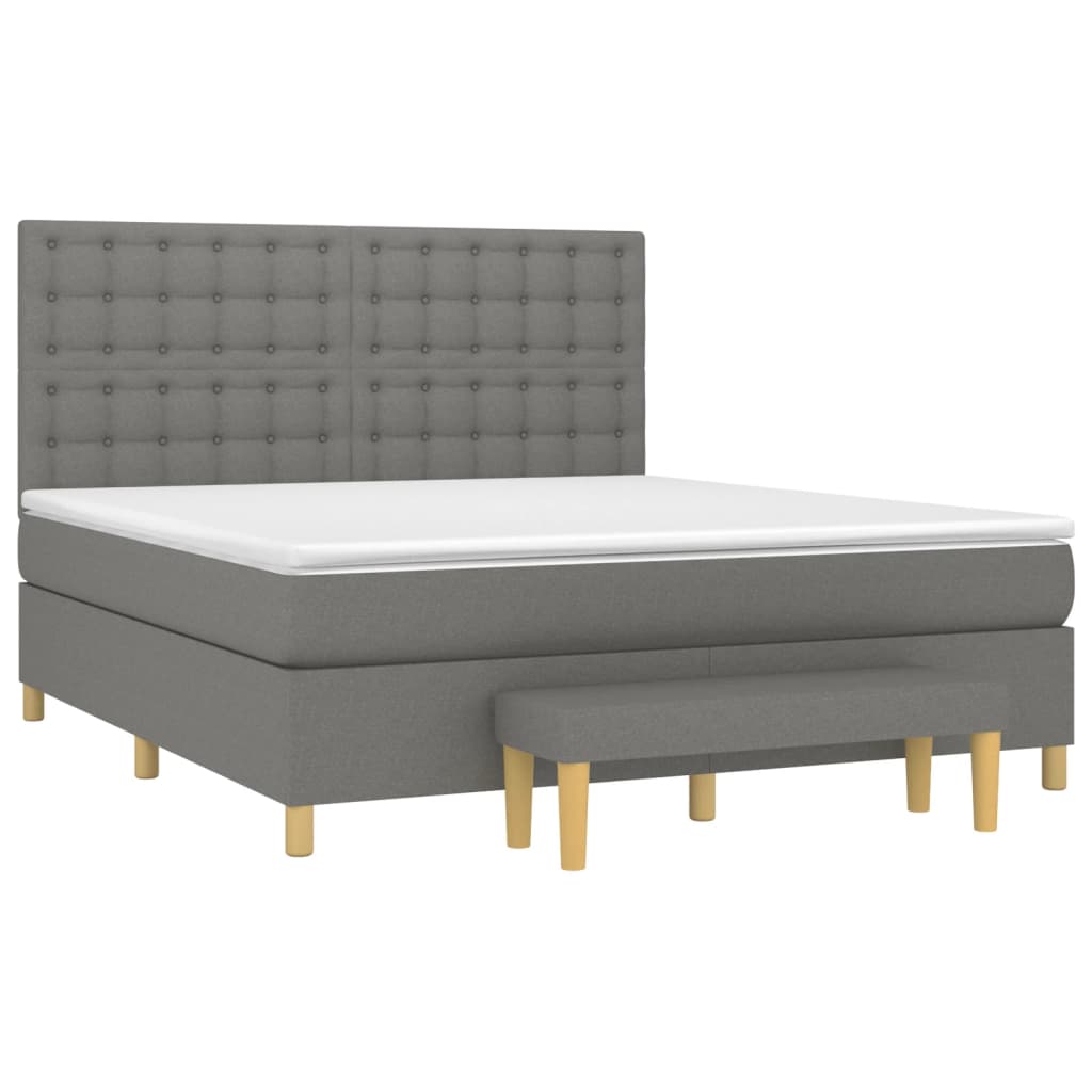 Boxspringbett mit Matratze Dunkelgrau 180x200 cm Stoff