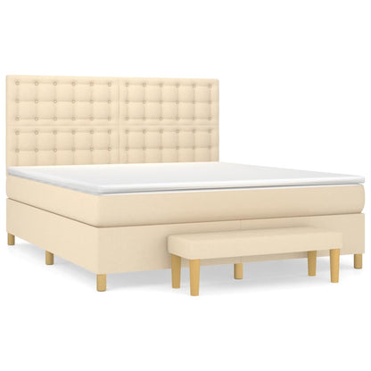 Boxspringbett mit Matratze Creme 180x200 cm Stoff