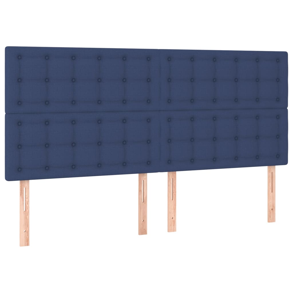 Boxspringbett mit Matratze Blau 200x200 cm Stoff