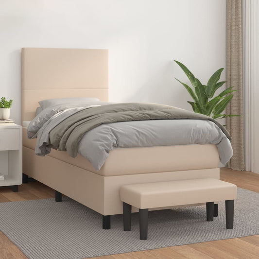 Boxspringbett mit Matratze Cappuccino-Braun 90x200cm Kunstleder