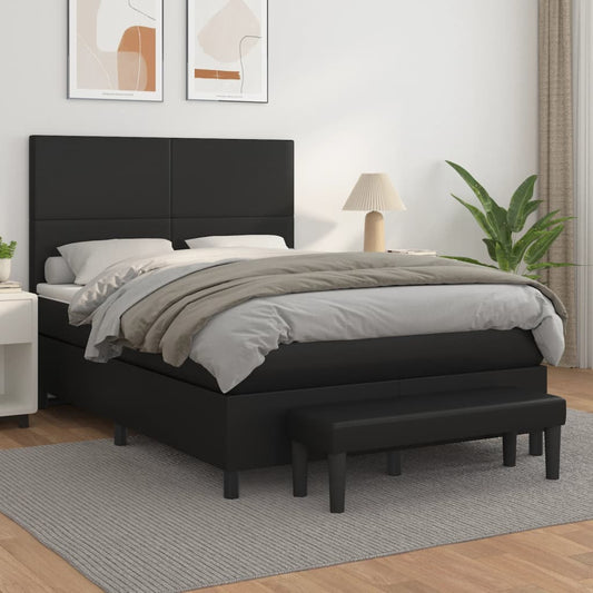 Boxspringbett mit Matratze Schwarz 140x200 cm Kunstleder