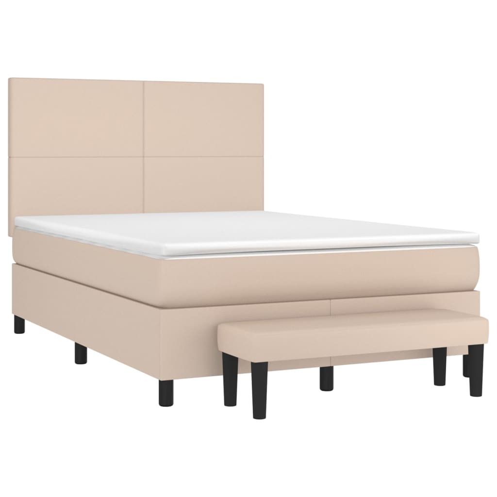 Boxspringbett Matratze Cappuccino-Braun 140x200cm Kunstleder