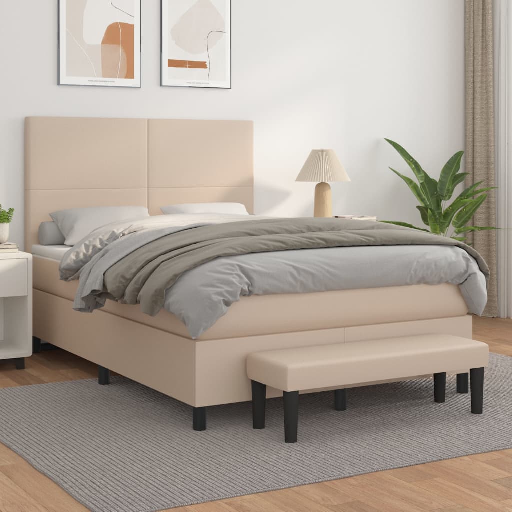 Boxspringbett Matratze Cappuccino-Braun 140x200cm Kunstleder