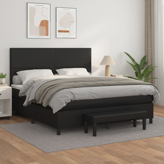 Boxspringbett mit Matratze Schwarz 160x200 cm Kunstleder