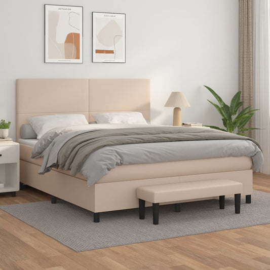 Boxspringbett Matratze Cappuccino-Braun 160x200 cm Kunstleder