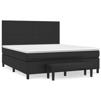 Boxspringbett mit Matratze Schwarz 180x200 cm Kunstleder