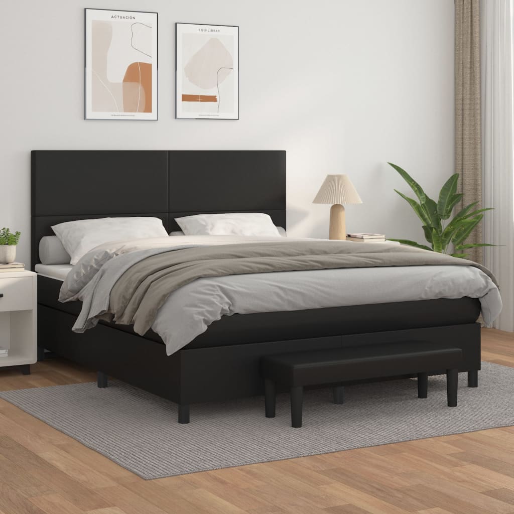 Boxspringbett mit Matratze Schwarz 180x200 cm Kunstleder