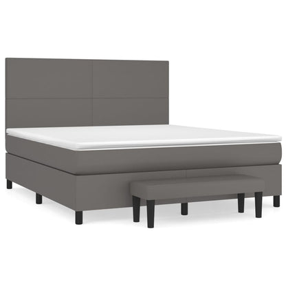 Boxspringbett mit Matratze Grau 180x200 cm Kunstleder