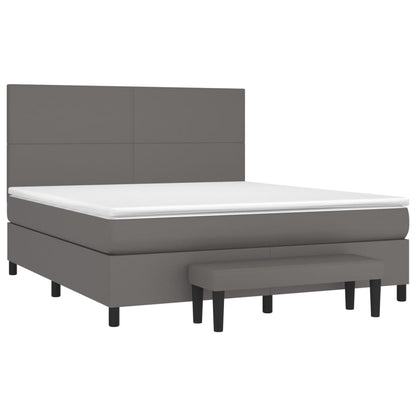 Boxspringbett mit Matratze Grau 180x200 cm Kunstleder