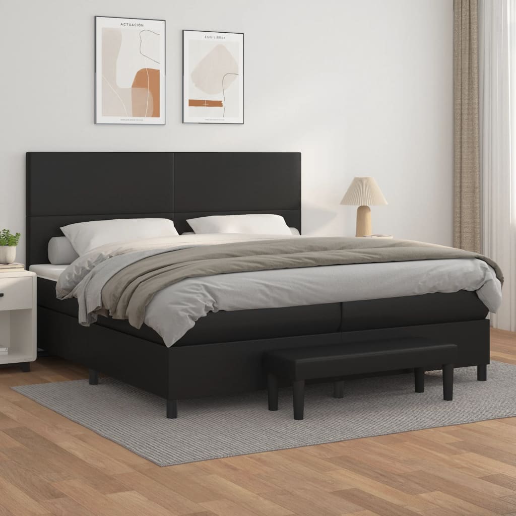 Boxspringbett mit Matratze Schwarz 200x200 cm Kunstleder