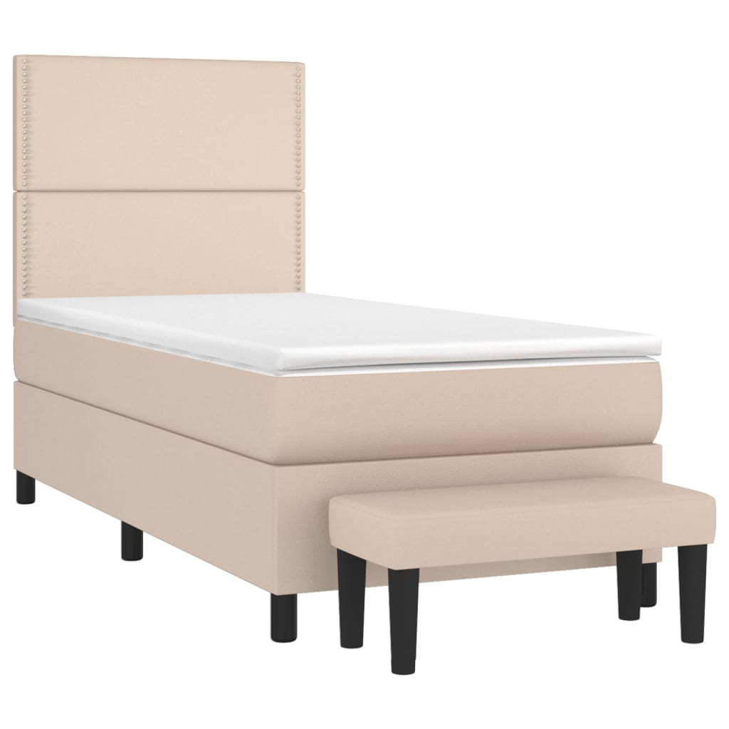 Boxspringbett mit Matratze Cappuccino-Braun 90x200cm Kunstleder