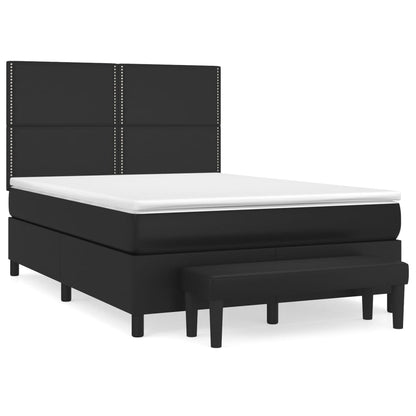 Boxspringbett mit Matratze Schwarz 140x200 cm Kunstleder