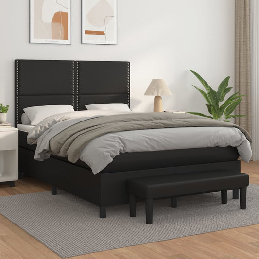 Boxspringbett mit Matratze Schwarz 140x200 cm Kunstleder