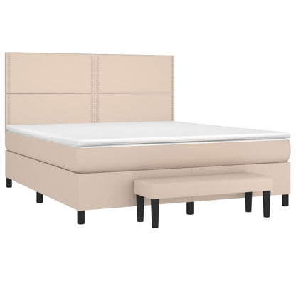 Boxspringbett Matratze Cappuccino-Braun 160x200 cm Kunstleder