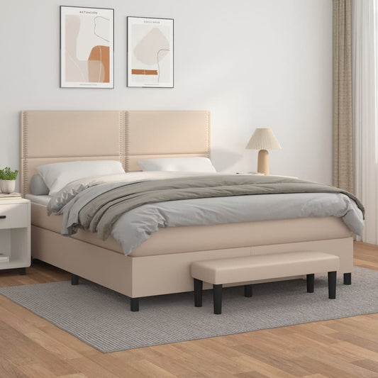 Boxspringbett Matratze Cappuccino-Braun 160x200 cm Kunstleder