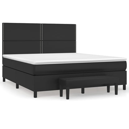 Boxspringbett mit Matratze Schwarz 180x200 cm Kunstleder