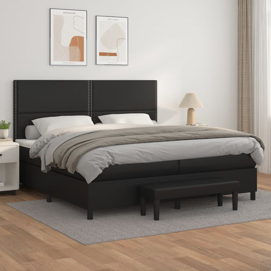 Boxspringbett mit Matratze Schwarz 200x200 cm Kunstleder