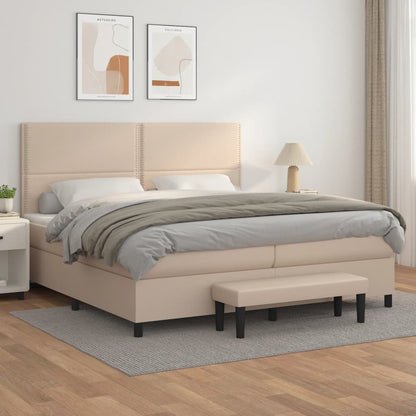 Boxspringbett Matratze Cappuccino-Braun 200x200cm Kunstleder