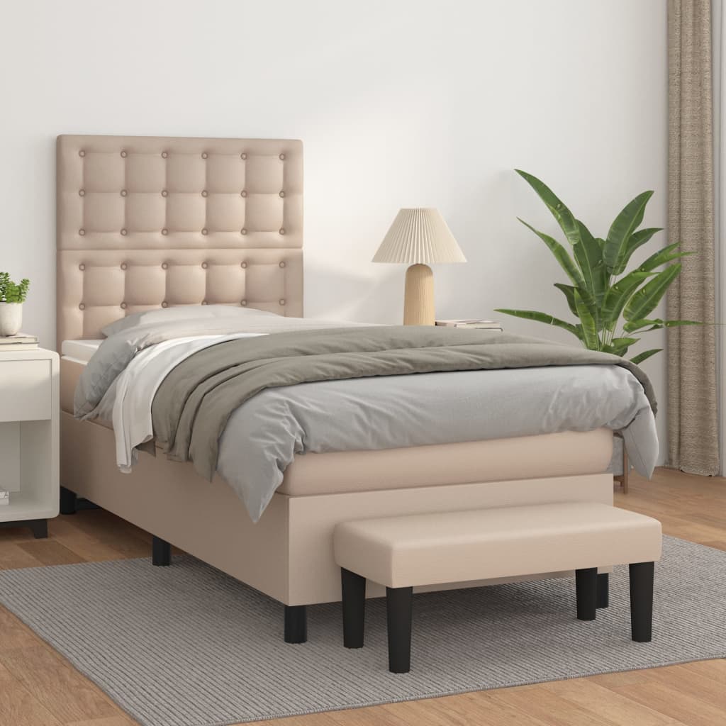 Boxspringbett mit Matratze Cappuccino-Braun 90x200cm Kunstleder