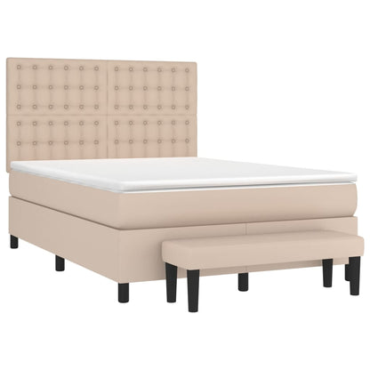 Boxspringbett Matratze Cappuccino-Braun 140x200cm Kunstleder