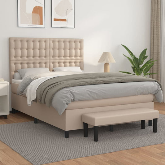 Boxspringbett Matratze Cappuccino-Braun 140x200cm Kunstleder