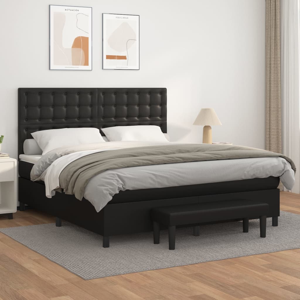 Boxspringbett mit Matratze Schwarz 160x200 cm Kunstleder