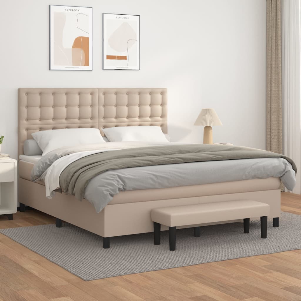 Boxspringbett Matratze Cappuccino-Braun 160x200 cm Kunstleder