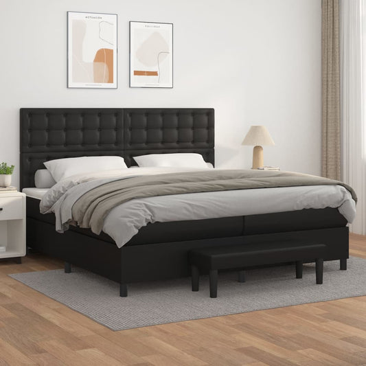 Boxspringbett mit Matratze Schwarz 200x200 cm Kunstleder