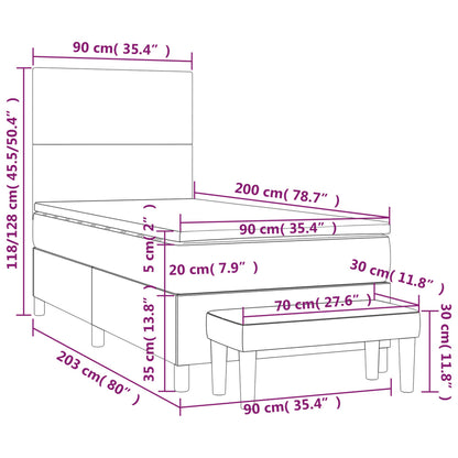 Boxspringbett mit Matratze Dunkelgrau 90x200 cm Samt