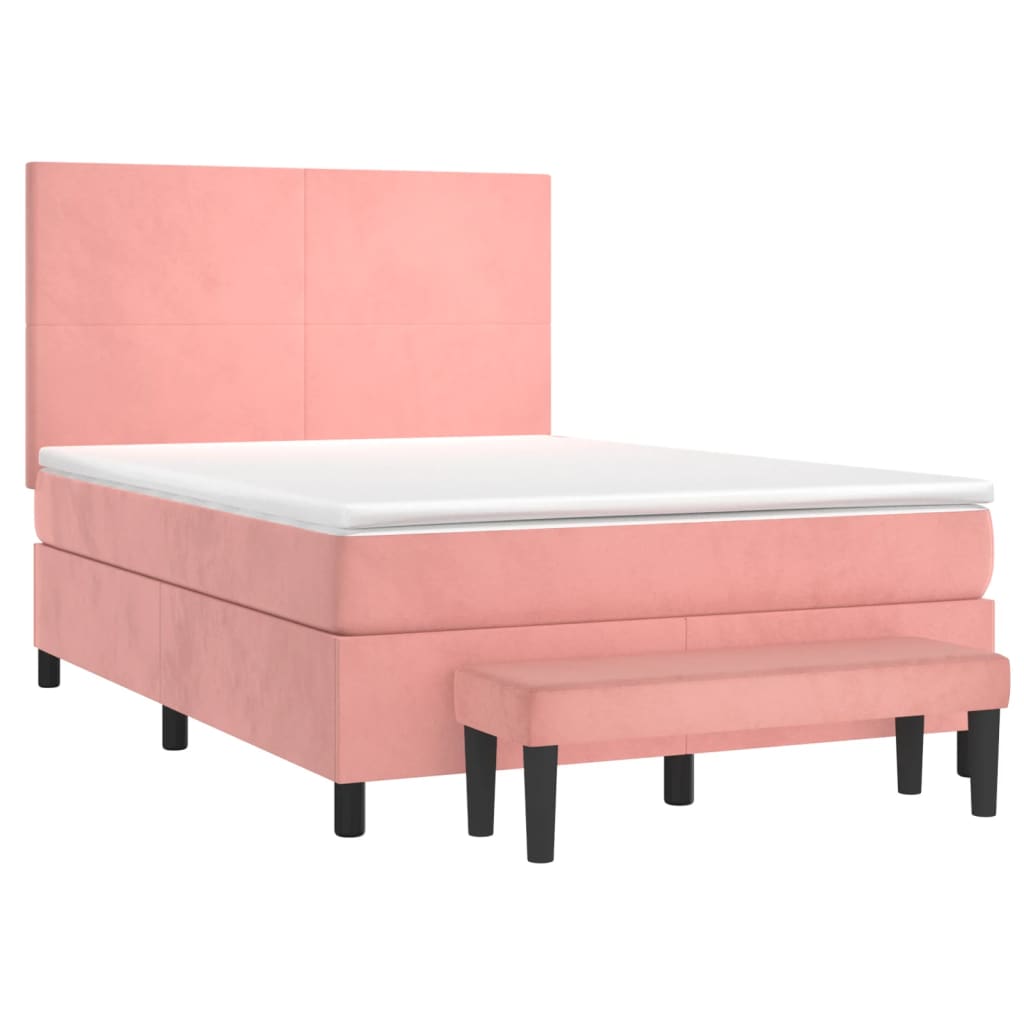 Boxspringbett mit Matratze Rosa 140x200 cm Samt