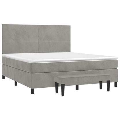 Box spring bed with mattress light grey 160x200 cm velvet