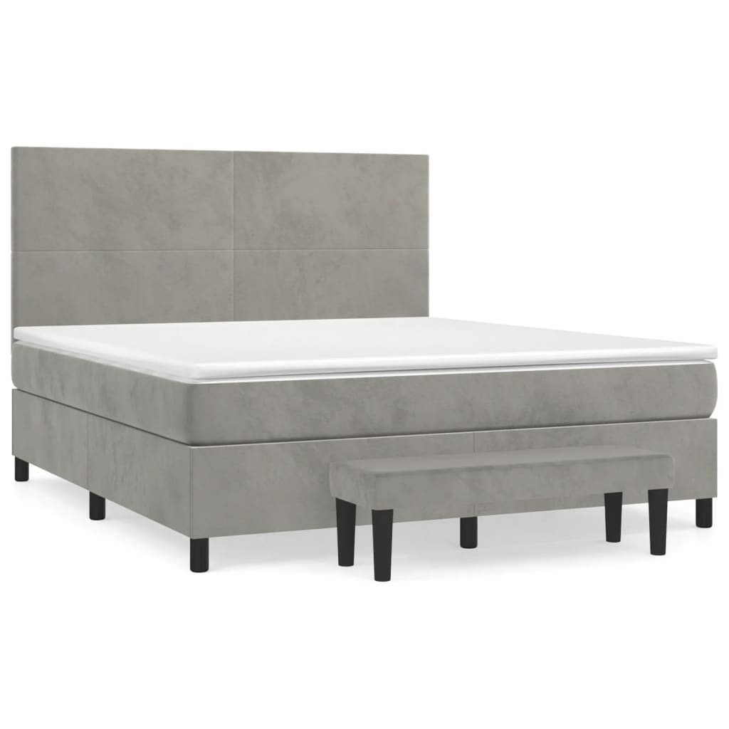 Boxspringbett mit Matratze Hellgrau 180x200 cm Samt