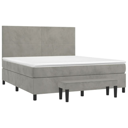 Boxspringbett mit Matratze Hellgrau 180x200 cm Samt