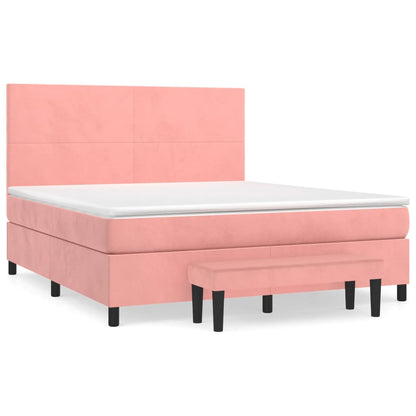 Boxspringbett mit Matratze Rosa 180x200 cm Samt