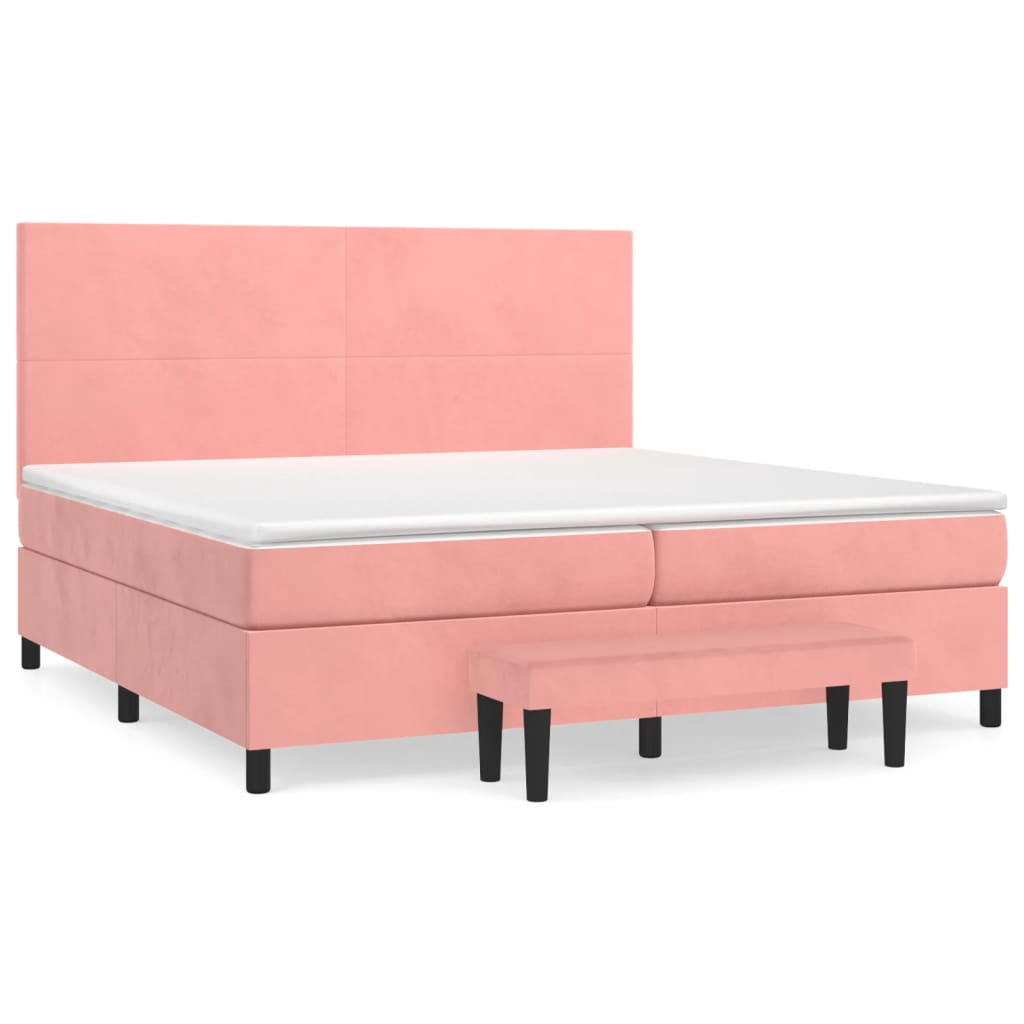 Boxspringbett mit Matratze Rosa 200x200 cm Samt