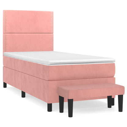 Boxspringbett mit Matratze Rosa 90x200 cm Samt