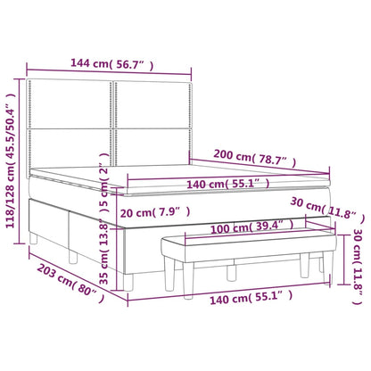 Boxspringbett mit Matratze Hellgrau 140x200 cm Samt