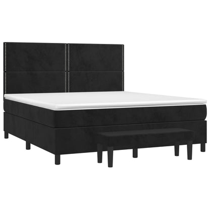 Boxspringbett mit Matratze Schwarz 160x200 cm Samt