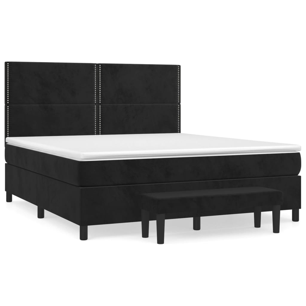 Boxspringbett mit Matratze Schwarz 180x200 cm Samt