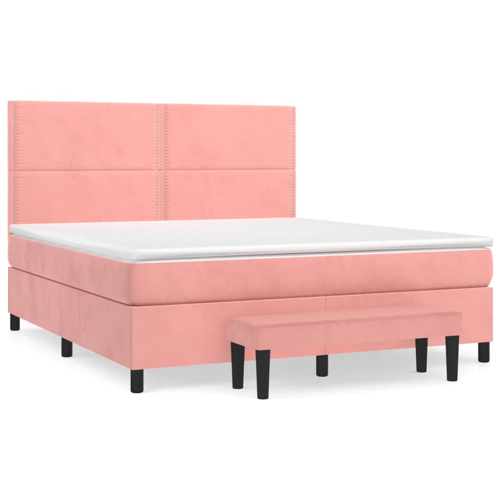 Boxspringbett mit Matratze Rosa 180x200 cm Samt