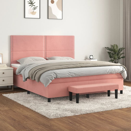 Boxspringbett mit Matratze Rosa 180x200 cm Samt