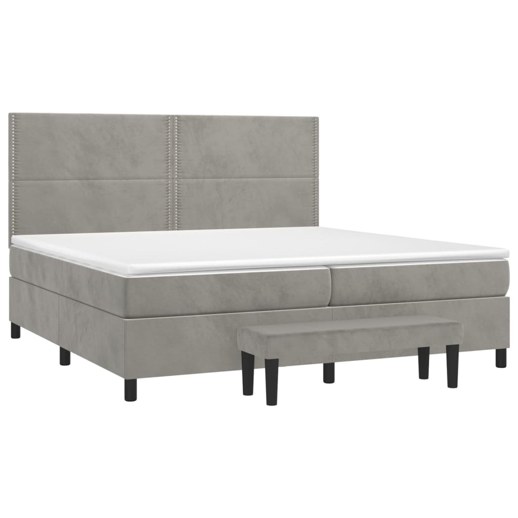 Boxspringbett mit Matratze Hellgrau 200x200 cm Samt