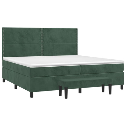 Boxspringbett mit Matratze Dunkelgrün 200x200 cm Samt