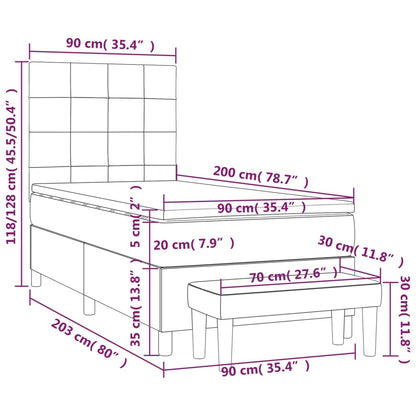 Boxspringbett mit Matratze Schwarz 90x200 cm Samt