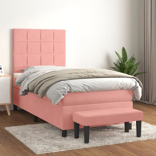 Boxspringbett mit Matratze Rosa 90x200 cm Samt