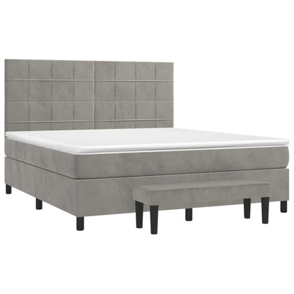 Boxspringbett mit Matratze Hellgrau 160x200 cm Samt